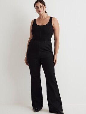 Madewell Denim Flare Leg Jumpsuit Bonner Wash
